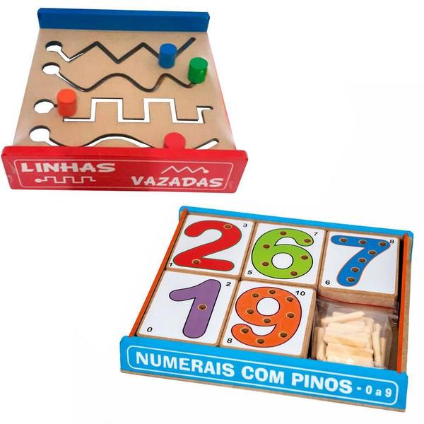 Kit Painel Psicomotor E Numerais Com Pinos Brinquedo - Tralalá Imagem de Kit Painel Psicomotor E Numerais Com Pinos Brinquedo
