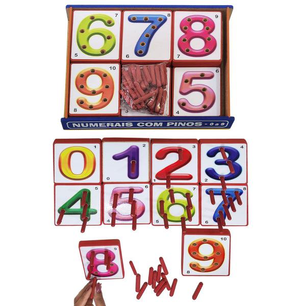 Kit Painel Psicomotor e Numerais com Pinos Brinquedo - TRALALA Imagem de Kit Painel Psicomotor e Numerais com Pinos Brinquedo