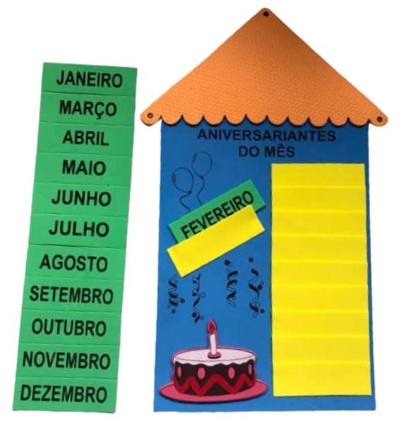 Imagem de Kit painel sala de aula com chamada, calendário, aniversariante