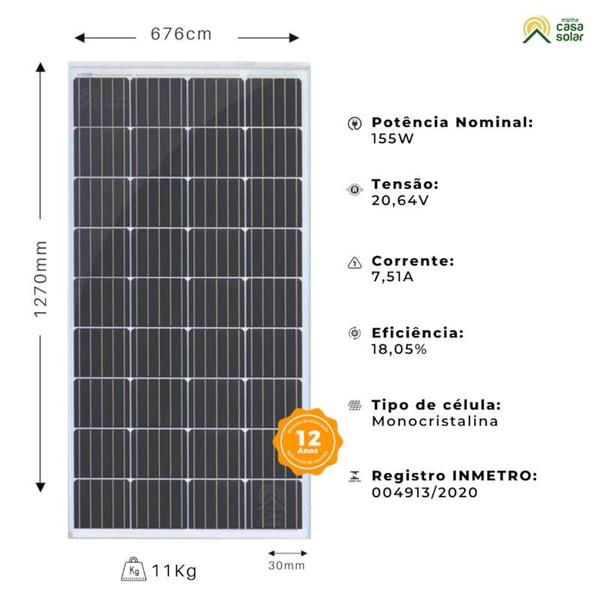 Imagem de Kit Painel Solar 150w/155w Com Controlador 30A Sun21