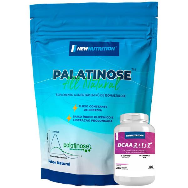 Imagem de Kit Palatinose All Natural 1Kg Natural + BCAA 2:1:1 2400mg Com Vitamina B6 NEWNUTRITION