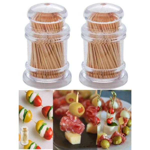 Kit Paliteiro em Acrílico com 100 palitos - camp home Imagem de Kit Paliteiro em Acrílico com 100 palitos