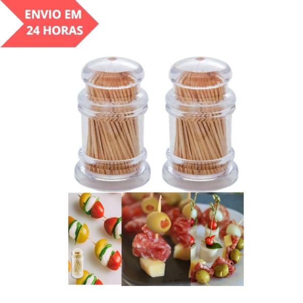 Kit Paliteiro em Acrílico com 100 palitos - camp home Imagem de Kit Paliteiro em Acrílico com 100 palitos