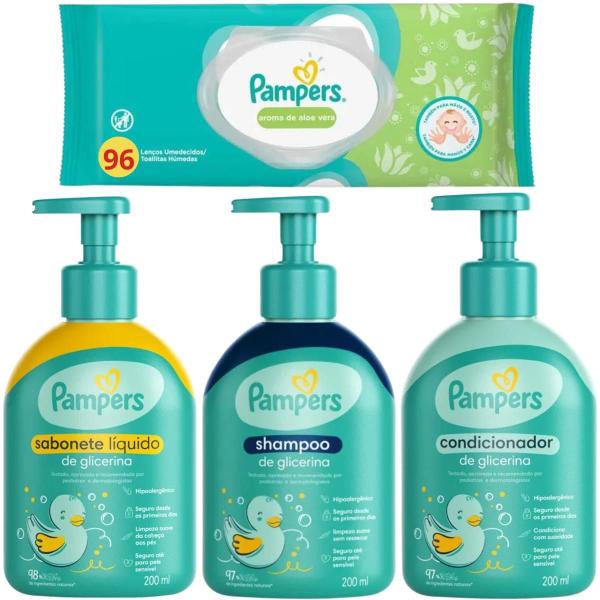 Imagem de Kit Pampers Baby Glicerina 96 Lenço Umedecido Aromaaloe Vera