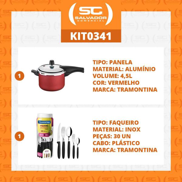 Imagem de KIT - Panela de Pressão 4,5L Vancouver Vermelha + 1 Faqueiro 30pç - Tramontina