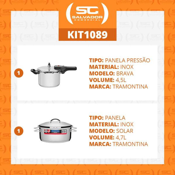 Imagem de KIT - Panela de pressão inox 4,5L Brava + Panela Inox Fundo Triplo 4,7L - Tramontina