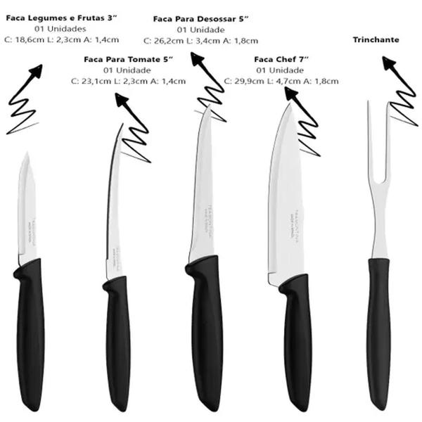 Imagem de Kit Panela Tramontina Vancouver 4,5 + Jogo de Facas Plenus 6 Peças