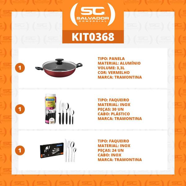 Imagem de KIT - Panela Wok Alumínio 28Cm + 1 Faqueiro 30pç + 1 Faqueiro Inox 24pç - Tramontina