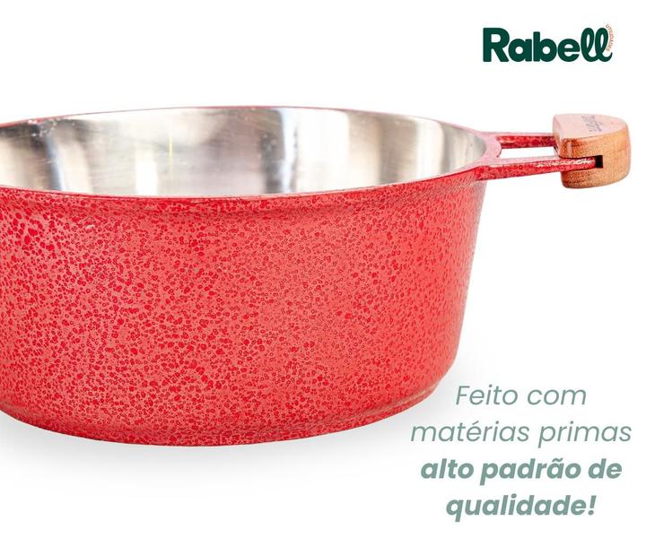 Imagem de Kit panelas e frigideira de aluminio fundido grosso vermelho