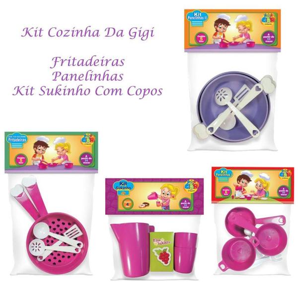 Imagem de Kit Panelinhas Faz de Conta Cozinha Menina 4 Kits Incríveis - GGB