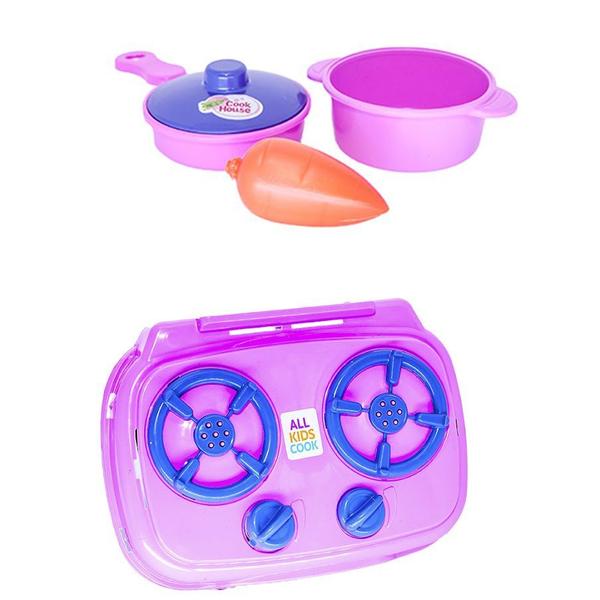 Imagem de Kit Panelinhas Infantil Cozinha Comidinhas Fogão Cooktop 21p