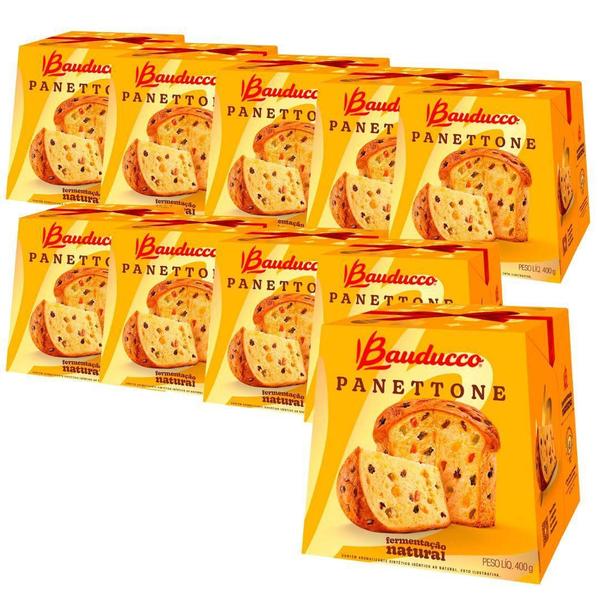 Imagem de Kit Panetone Bauducco Tradicional Frutas 10 Panettones 400g