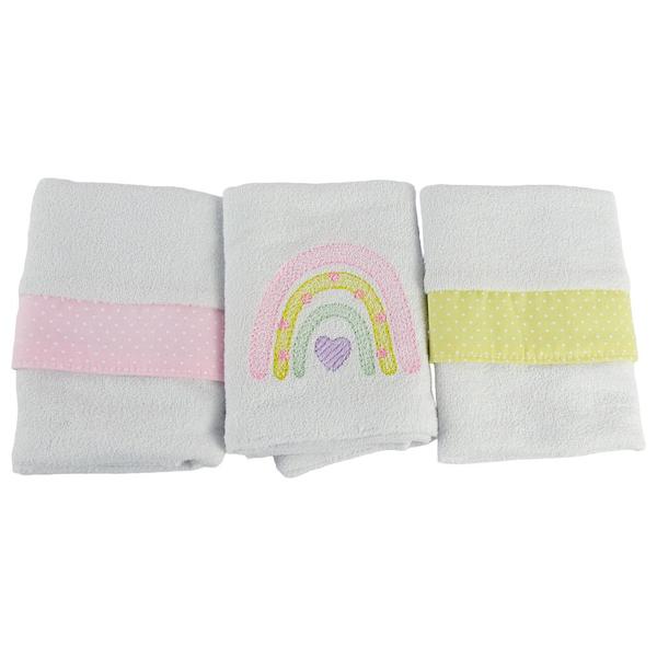 Kit Pano de Boca Plush Arco Iris Rosa 3Pçs - Minha Casa Baby Imagem de Kit Pano de Boca Plush Arco Iris Rosa 3Pçs - Minha Casa Baby