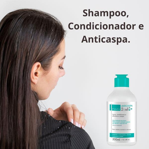 Imagem de Kit Panta Anticaspa 3 Em 1 - Shampoo, Condicionador E Anticaspa - 3 Unidades