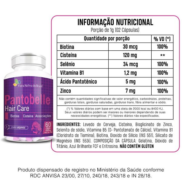 Imagem de Kit Pantobelle 500mg Cuidados com Cabelo 3 Potes 60 Capsulas Cada - Flora Nativa