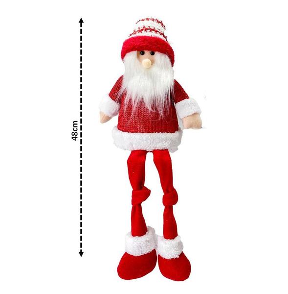 Imagem de Kit Papai Noel e Boneco de Neve Sentado Perna Mole Pelúcia Vermelho e Branco Candy 48cm - Magizi