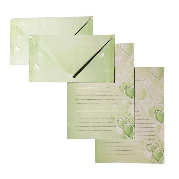 Imagem de Kit Papéis De Carta Decorados Com 10 + Envelopes Estampados Corações