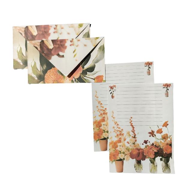 Imagem de Kit Papéis De Carta Decorados Com 10 + Envelopes Estampados Flores