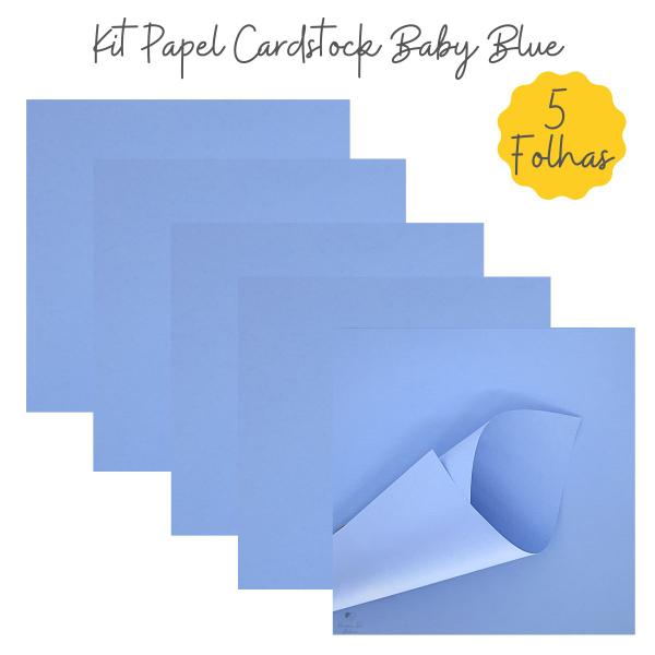 Imagem de Kit Papel Cardstock Scrap Sky Céu Azul Baby Blue 5 Folhas