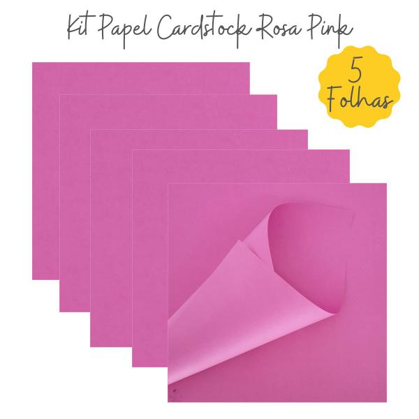 Imagem de Kit Papel Cardstock Scrap Winter Inverno Rosa Pink 5 Folhas