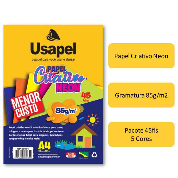 Imagem de Kit Papel Criativo Colorido Neon 13 Cores + Bloco de Desenho Branco 140g Escolar ideal para Desenho Colagem Dobradura