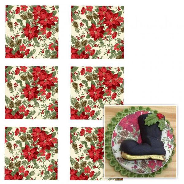 Kit Papel de Arroz Estampas Flores de Natal DP-13 - Cia do Molde Imagem de Kit Papel de Arroz Estampas Flores de Natal DP-13