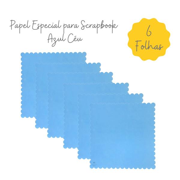 Imagem de Kit Papel Especial para Scrapbook Azul Céu 220grs 6 Folhas