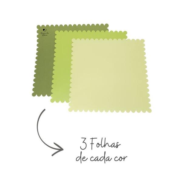 Imagem de Kit Papel para Scrapbook Tons Verde 220grs 9 Folhas