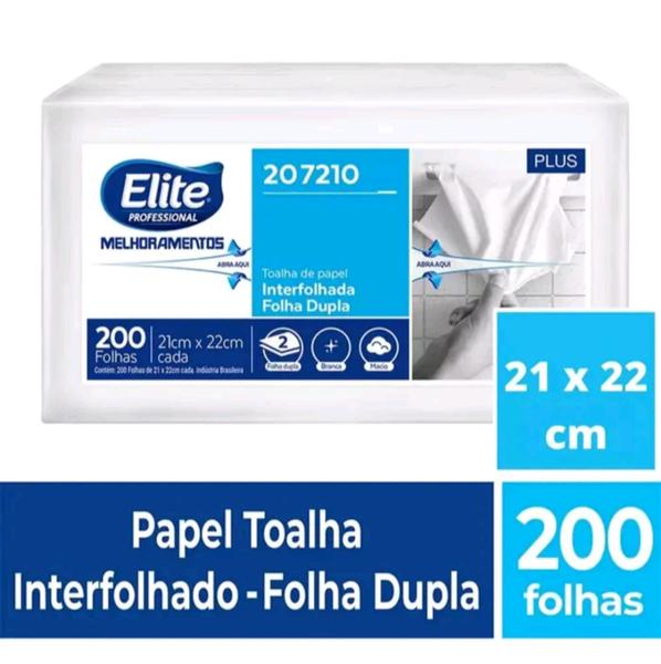 Imagem de Kit Papel Toalha Folha Dupla Interfolhado Elite Professional Plus 4 Pacotes com 200 Folhas Cada