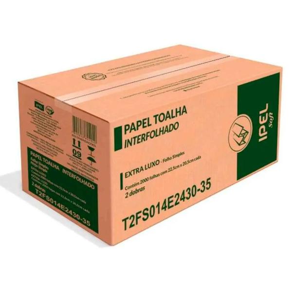 Imagem de Kit Papel Toalha Interfolha Soft 2 Dobras 22,5x20,5 c/2000 2un Ipel