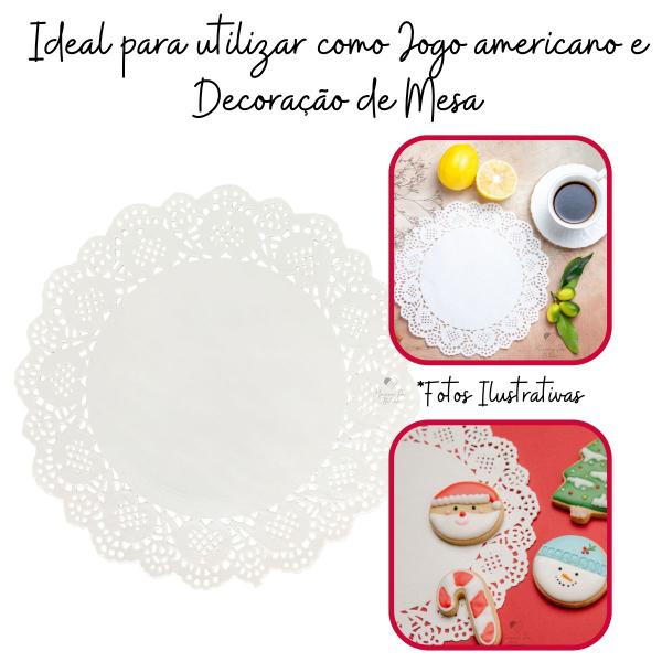 Imagem de Kit Papel Toalha Rendado Decor Doilie 9cm Branco 50 Unidades