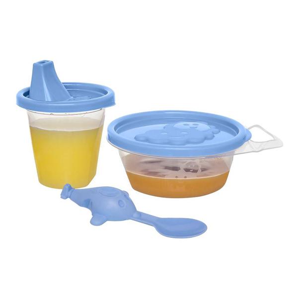 Kit Papinha e Suquinho de Bebê Colher Aviãozinho Infantil - Jaguar Plasticos Imagem de Kit Papinha e Suquinho de Bebê Colher Aviãozinho Infantil