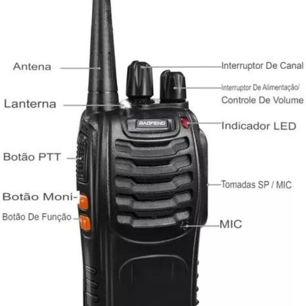 Imagem de Kit Par 2 Radio Baofeng 777s Walk Talk Comunicador 16 Canais Preto Sem Fio Longo Alcance - Rádios Comunicadores