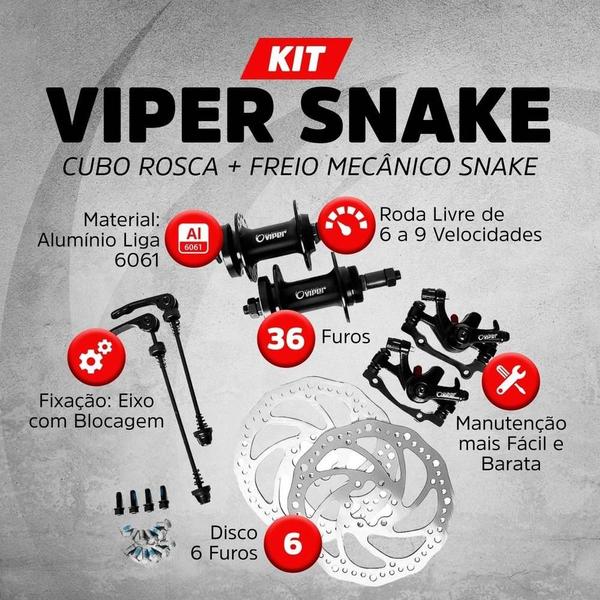 Imagem de Kit Par Cubos C/ Freio Disco Mecânico 32 Furos Viper Snake C/ Blocagem