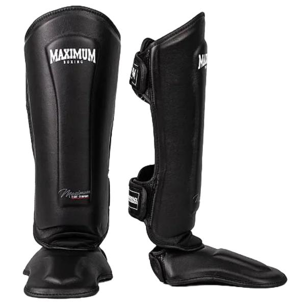 Imagem de Kit Par de Caneleira + Par Luva Boxe Muay Thai Kickboxing Classic 14oz Maximum Black