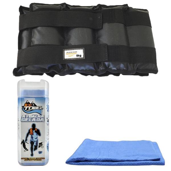 Kit Par De Caneleiras 8 Kg + 1 Toalha Gelada Ice Towel - Ahead Sports Imagem de Kit Par De Caneleiras 8 Kg + 1 Toalha Gelada Ice Towel