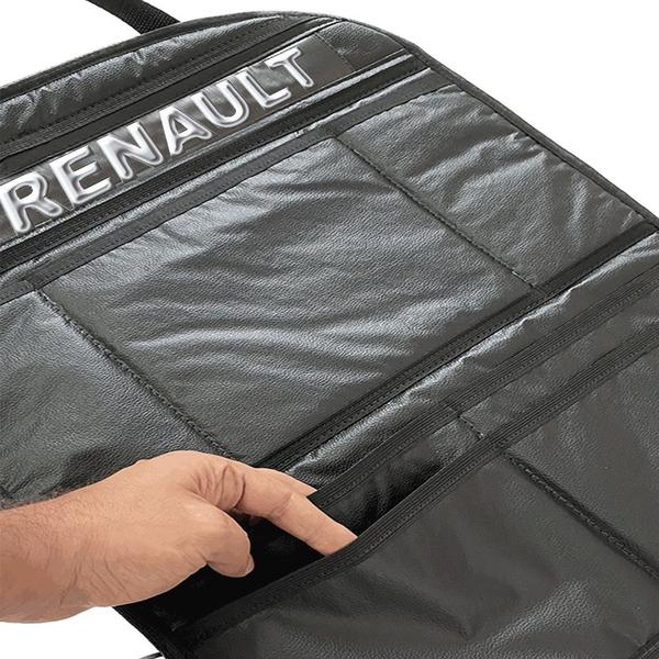 Imagem de Kit par de capa protetora de cinto de segurança mais par de bolsa de banco com bolsos para toda linha renault