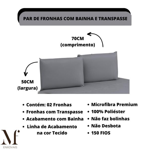 Kit PAR de Fronha com Bainha (2 Un) Capa de Travesseiro Microfibra Premium 150 FIOS - MF ENXOVAIS Imagem de Kit PAR de Fronha com Bainha (2 Un) Capa de Travesseiro Microfibra Premium 150 FIOS