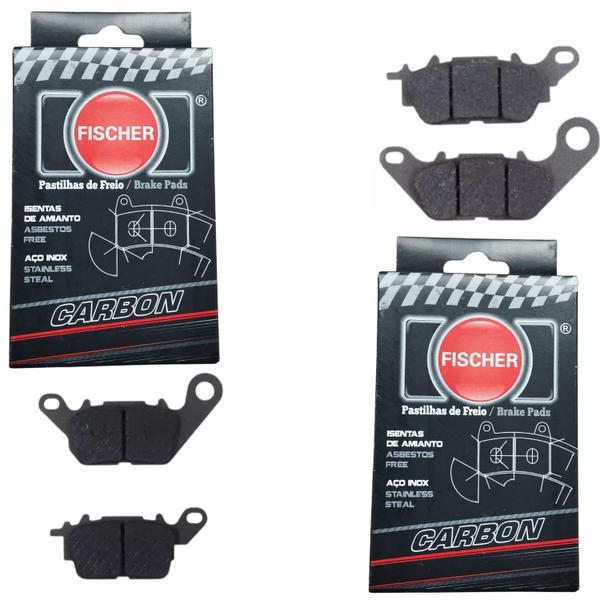 Imagem de Kit par pastilha fischer carbon traseira dianteira yamaha nmax 160 2021 2022 2023 2024 2025