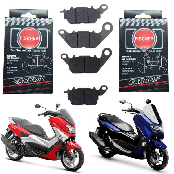 Imagem de Kit par pastilha fischer carbon traseira dianteira yamaha nmax 160 2021 2022 2023 2024 2025