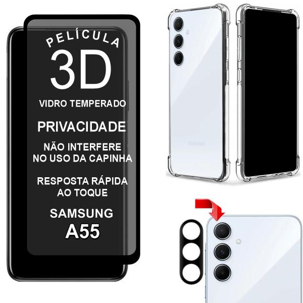 Imagem de KIT  Para A55  Película Privacidade 3D + Película da Câmera 3D + Capa Capinha Case