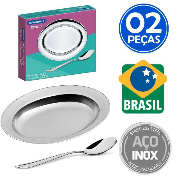 Imagem de Kit para Arroz Travessa Tramontina Buena em Aço Inox 2 Peças