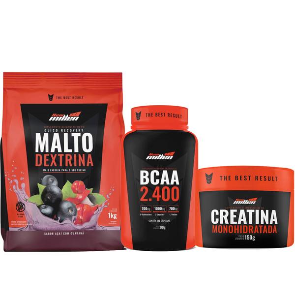 Imagem de Kit para Aumento de Massa Muscular e Energia BCAA + Creatina + Maltodextrina - New Millen