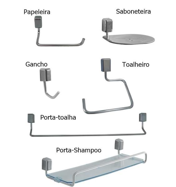 Imagem de Kit para Banheiro Città 5 peças + Porta-shampoo