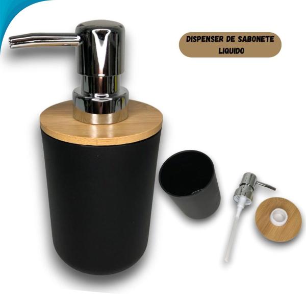 Imagem de Kit Para Banheiro Elegante Com 6 Peças em Bamboo Ideal Para Presente