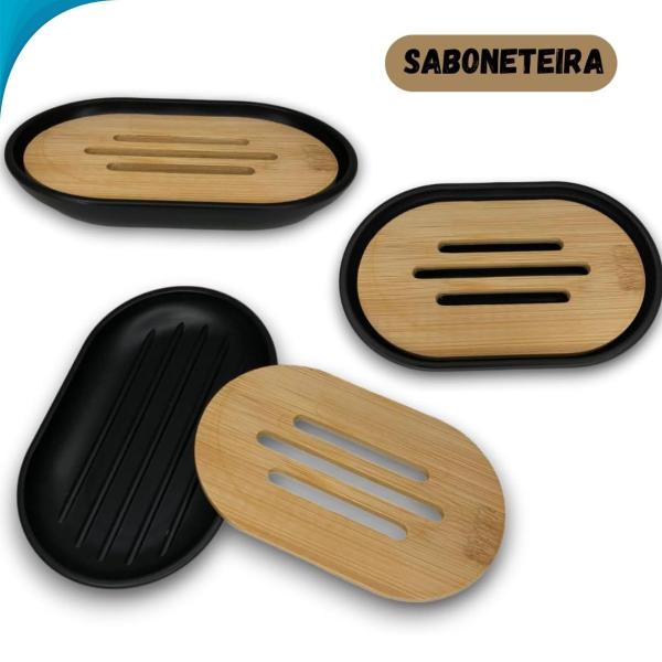 Imagem de Kit Para Banheiro Elegante Com 6 Peças em Bamboo Ideal Para Presente