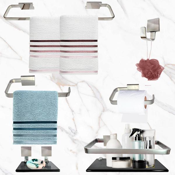 Kit Para Banheiro Luxo Tulip Prata 6 Peças - VSA Imagem de Kit Para Banheiro Luxo Tulip Prata 6 Peças