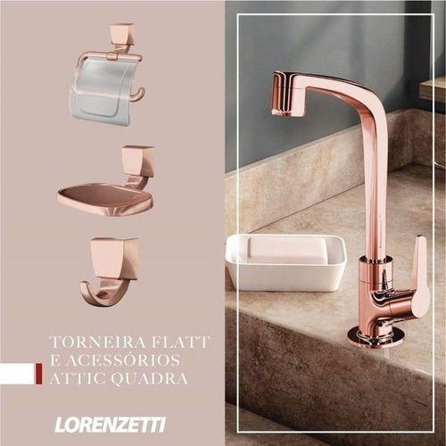 Imagem de Kit Para Banheiro Rose Gold Torneira E Acessórios Lorenzetti