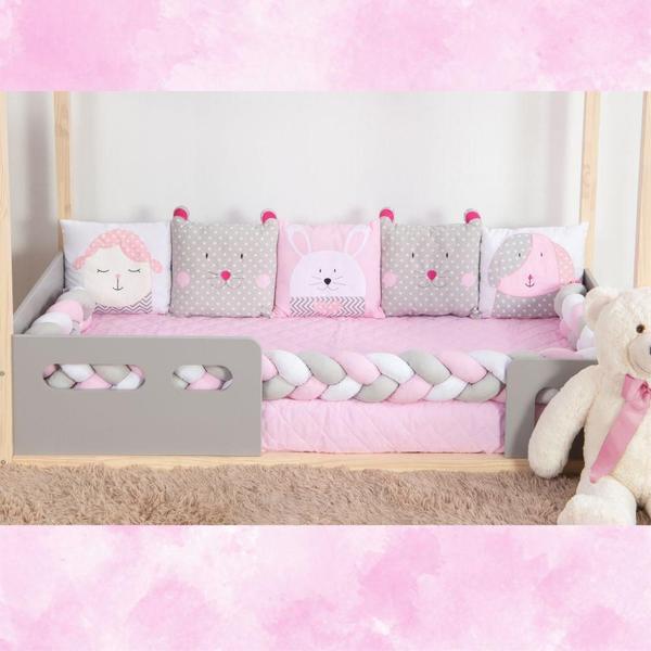 Imagem de Kit Para Berço Bebê Montessoriano Coelha 7 Peças - Rosa