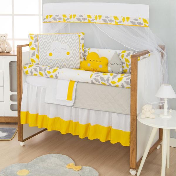 Kit para Berço Bebê Nuvem 10 Peças - Amarela - Top Chick Imagem de Kit para Berço Bebê Nuvem 10 Peças - Amarela